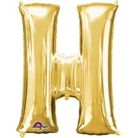 ANAGRAM 32 in. Letter H Gold Supershape Foil Balloon 78405